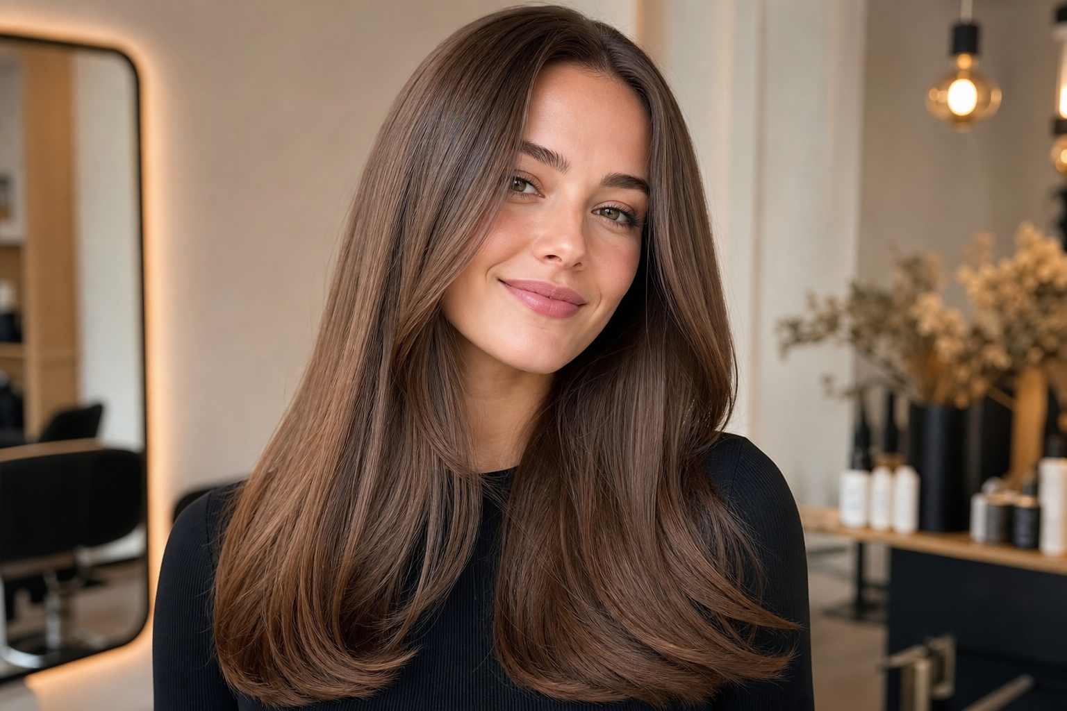 Résultat soin Botox cheveux : chevelure lisse, brillante et réparée au Salon Magnetic de Nice